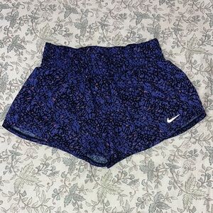 Nike Women's Purple Athletic Shorts with Pink Speckled Design
